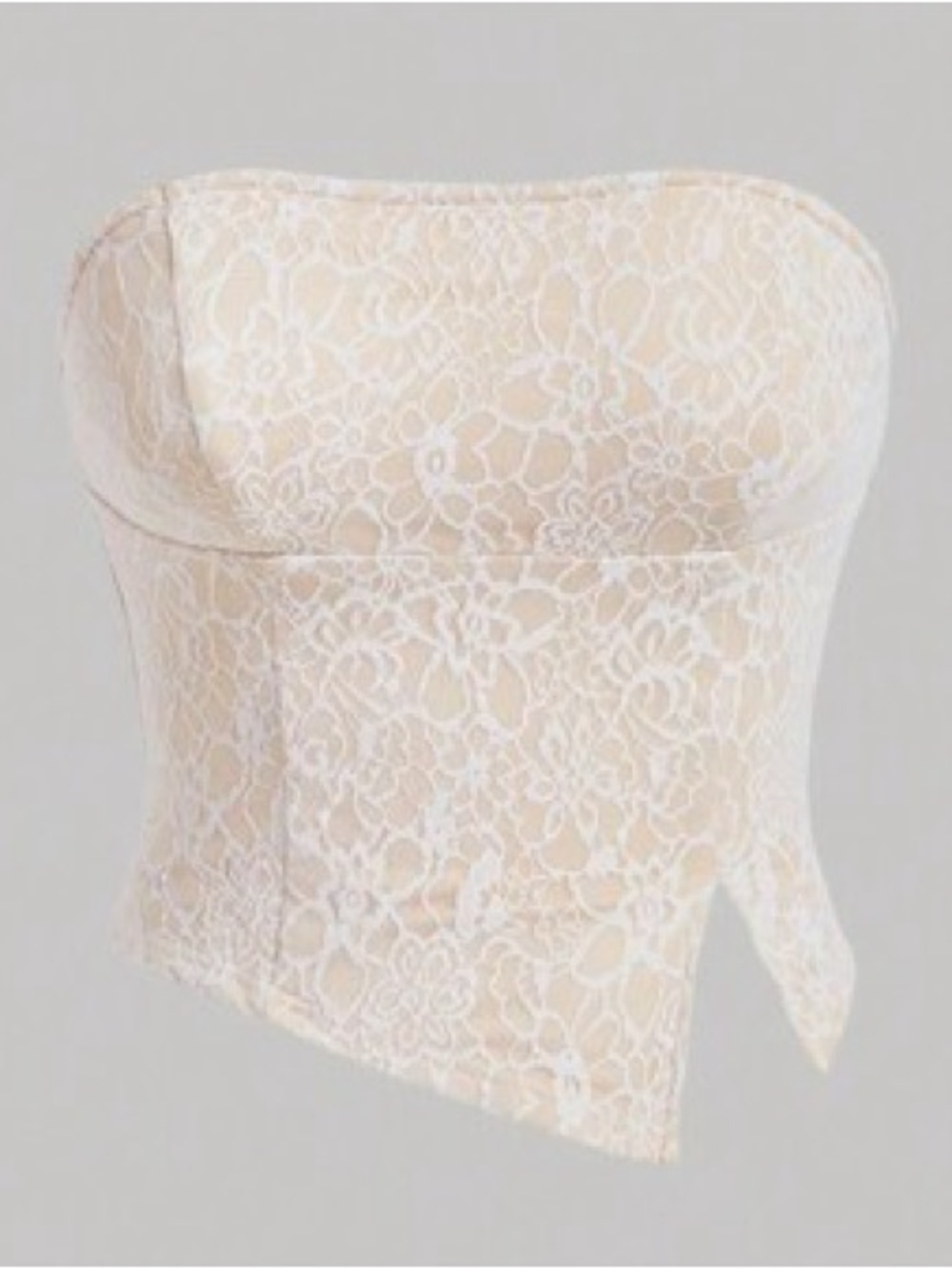 Strapless Lace Bustier Top Shirt XS XSmall X-Small Ivory White Beige